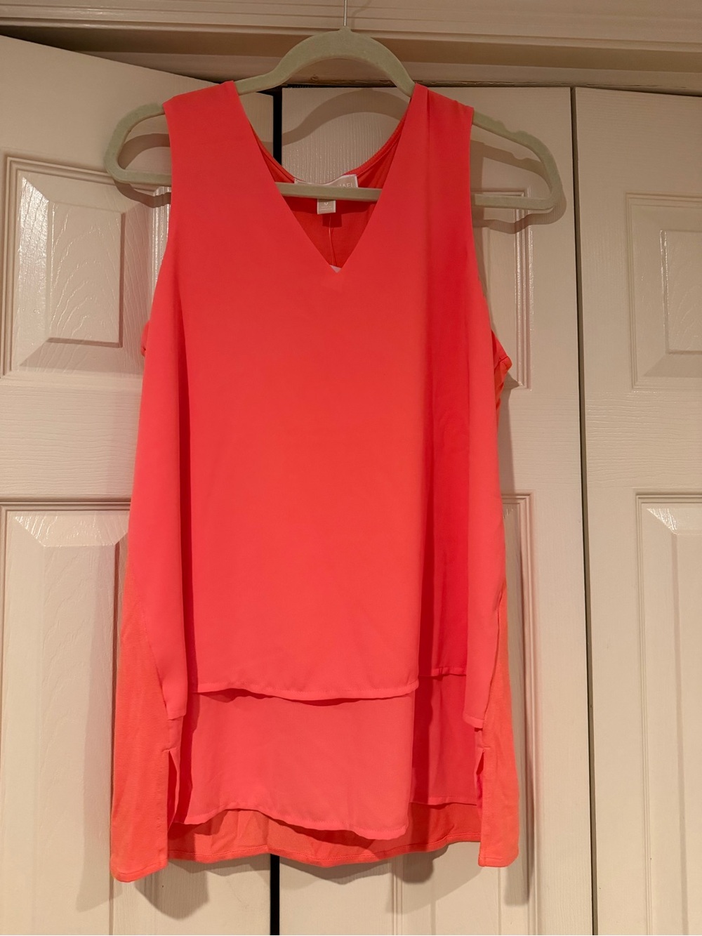 Michael Kors Coral Sleeveless V-Neck Layered Tank